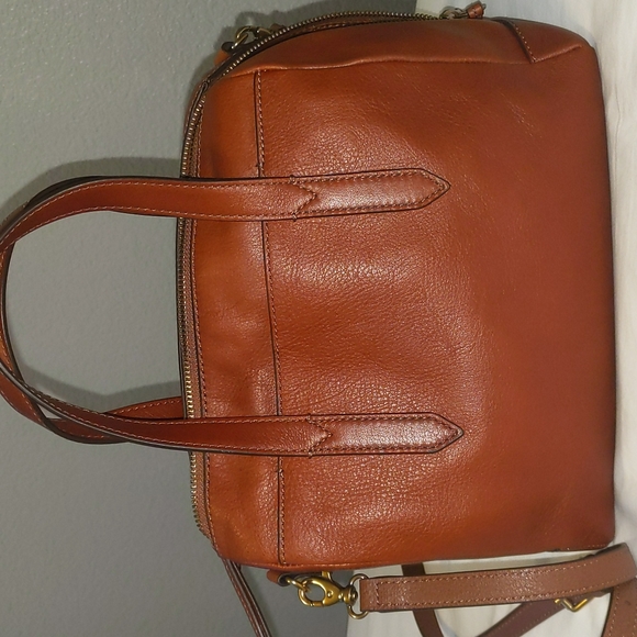 Fossil Sydney satchel crossbody bag tote brown - Picture 6 of 9